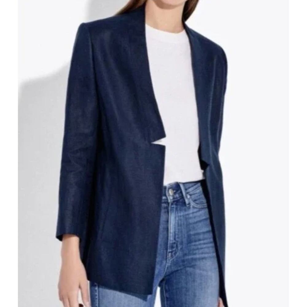 AYR 100% Linen The Coup Navy Blue Blazer Womens Jacket Size 0